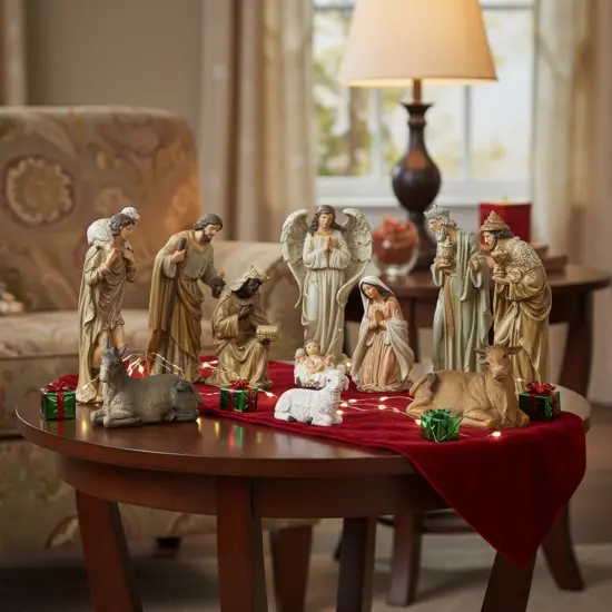 Northlight 11-Piece Traditional Earth Tones Religious Christmas Nativity Figurine Set - 11.75" Brown {3}