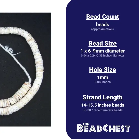 The Bead Chest Ocean Shell Heishi Beads (8mm) {3}