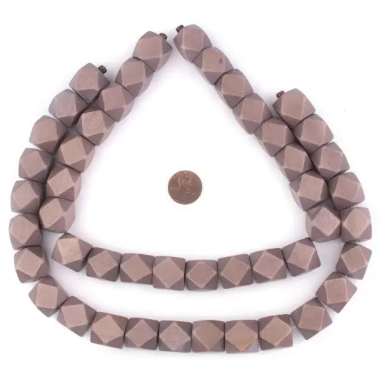 The Bead Chest Brown Cornerless Cube Wood Beads: 17mm Diamond Cut Natural Organic Beads for Jewelry Making {2}