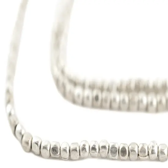 The Bead Chest Tiny Silver Rounded Rectangle Beads 2mm Cube White Metal 25 Inch Strand {1}