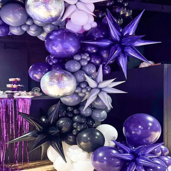 Purple Gold Star Balloons Foil 12pcs(Purple Gold) {2}