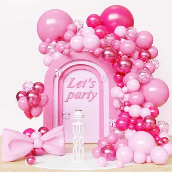 124 Pcs Various Pinks Balloons Garland Kit {1}