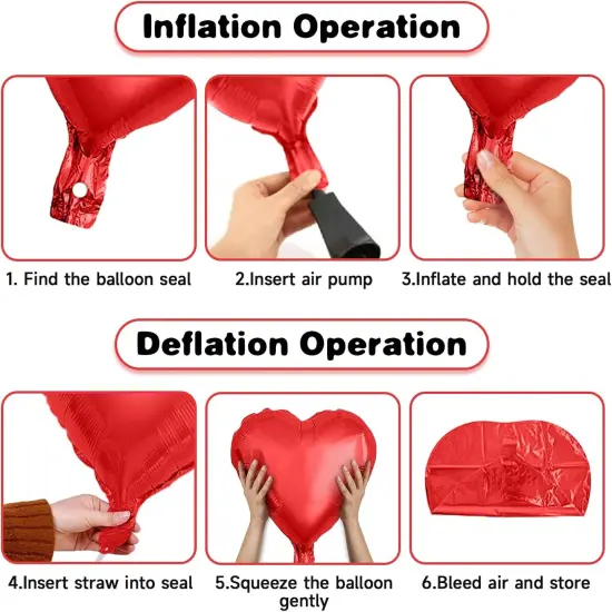 19PCS Heart Shaped Balloons - 18 Inch with 10 Inch (Rose Red + Pink + Red) {5}