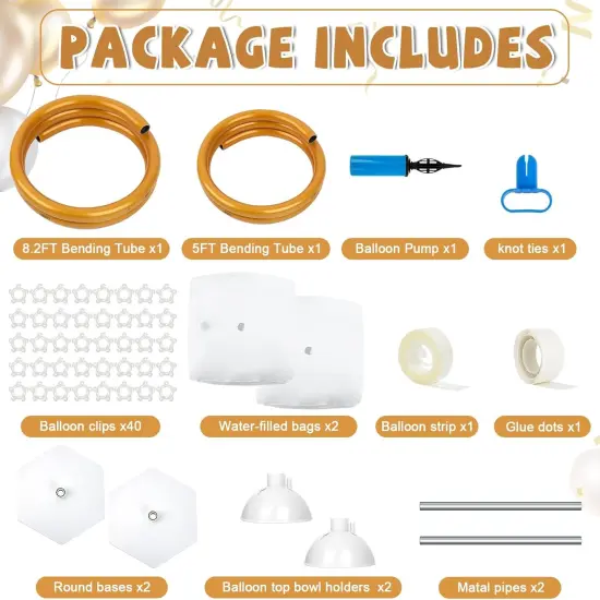 Balloon Arch Kit, Adjustable Balloon Arch Stand: Balloon Arch Frame Garden Arbors with Base - for Wedding Baby Shower Birthday Party Supplies Decorations (Gold) {3}