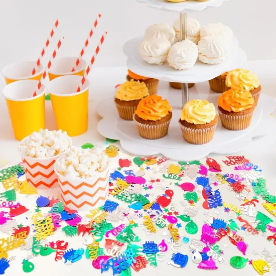 3000 Pieces Birthday Confetti Glitter Foil Happy Birthday Confetti Sprinkles Mixed Cake Balloon Star Confetti for Table Decorations Birthday Party Baby Shower DIY Crafts(60g) {3}