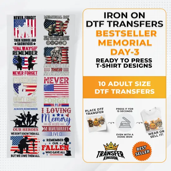 Best Seller Memorial Day T-shirt Designs Premade DTF Gangsheet - DTF Bundle 3 {1}