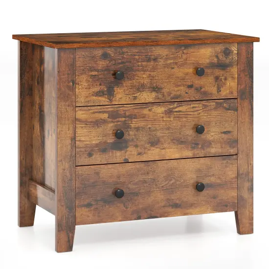3 Drawer Dresser Chest Bedside Table with Metal Handles Suitable for Any Room Walnut {7}