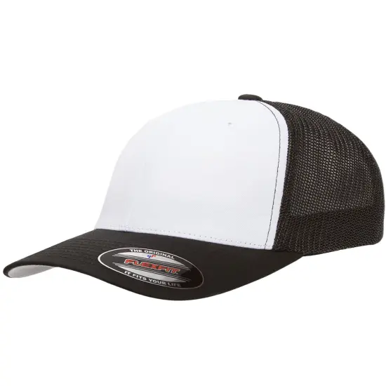 YP Classics&reg; Flexfit Trucker Mesh with White Front Panels Cap NAVY/WHT/NVY {3}