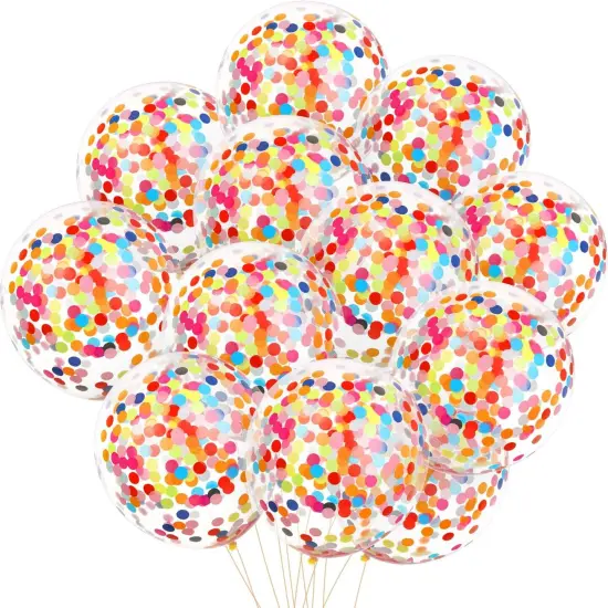 50 Pieces Rainbow Multicolor Confetti Balloons 12 Inches Latex Balloon with Bright Colorful Confetti Pre-Filled for Wedding Engagement Party Decoration {1}