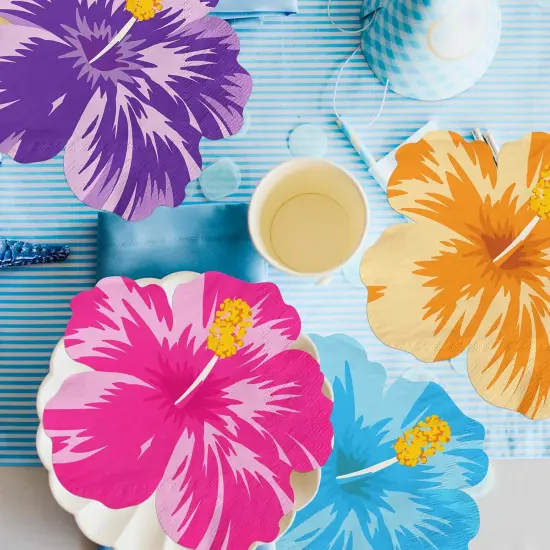 Tropical Napkins,Hawaiian Tropical Decoration 40pcs Luau Napkins Paper Floral Hibiscus Hawaiian Napkins For Summer Luau Party Supplies {4}