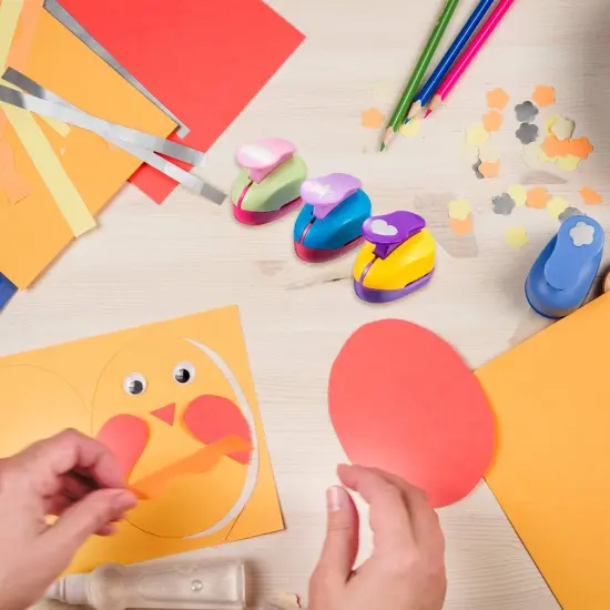 16 Pcs Craft Holes Punch Paper Punchers Scrapbook Punches with Craft Sticker Paper, Round, Star, Square, Heart, Flower, Wave Circle Shape(1 Inch,Multiple Styles) {5}