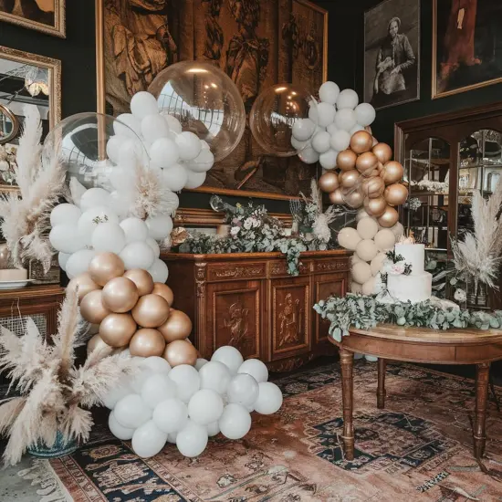 White Sand Balloon Arch Kit,Boho Balloon Garland with Champagne Gold White Cream Clear Balloons for Neutral Baby Shower Engagement Bridal Wedding Birthday Party Decoration {5}