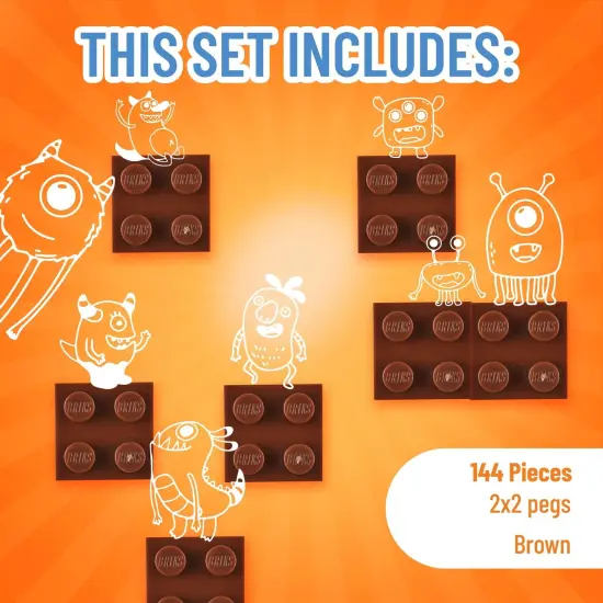 Strictly Briks Classic Bricks Starter Kit, Brown, 144 Pieces, 2x2 Inches, Building Creative Play Set for Ages 3 and Up, 100% Compatible with All Major Brick Brands {3}
