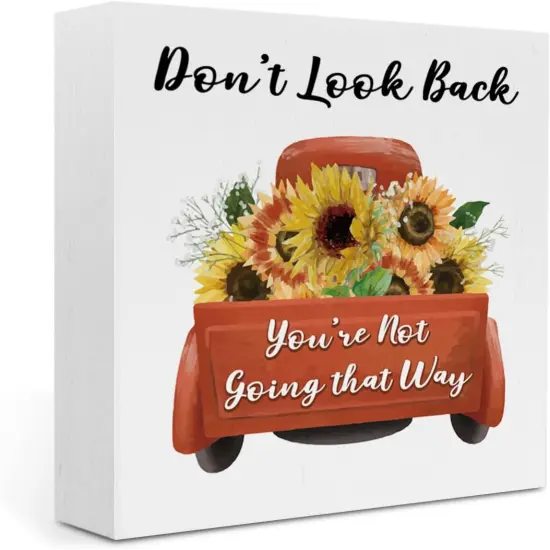 Inspirational Sunflower Decor Sunflower Gifts Sunshine Wood Box Sign 5 x 5 Inches Desk Decor for Tiered Tray Rustic Country Wooden Square Sign Summer Decorations for Home Farmhouse Restaurant {1}