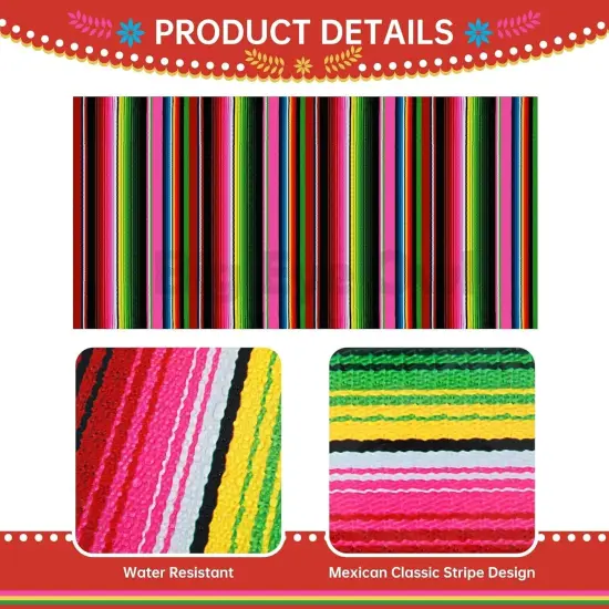 2 Pcs Mexican Fiesta Tablecloth Disposable Birthday Party Decorations Plastic Tablecover Mexico Table Cover Cinco De Mayo Themed Party Supplies Rectangle Dia De Los Muertos {3}