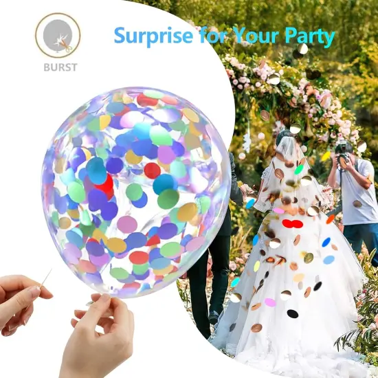 Rainbow Multicolor Confetti Latex Balloons - 60 Pack 12 inch Helium Colorful Confetti Balloons for Birthday Baby Shower Wedding Party Decorations {5}