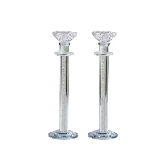 Crystal Candlesticks with Crushed Stones Gold Silver {2}