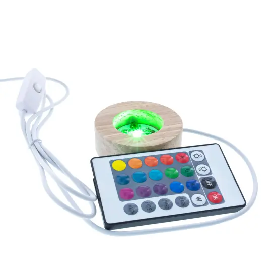 Wooden Egg or Sphere Stand Holder Display Stand LED Colorful Lights with Remote USB {3}