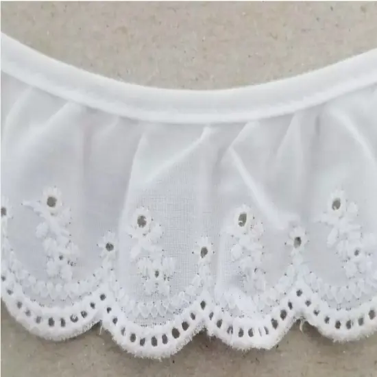 1-3/4" Ruffled Gathered Embroidery Eyelet Trimming - 8 Yards! White {1}