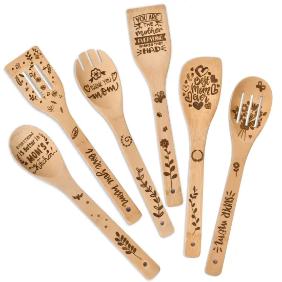 Mothers Day Mom Gifts for Mom Grandma Wife from Husband Daughter Son -Wooden Cooking Spoons Set - Mother's, Christmas,Birthday, Anniversary Kitchen Cooking Presents Ideas for Women Her {1}