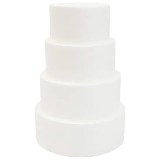 4 Tier Round Foam Cake Dummy Set, 5" 6" 7" 8" Fake Wedding Cake Dummies for Display, Decorating, 12" Tall Dummies (White) {5}