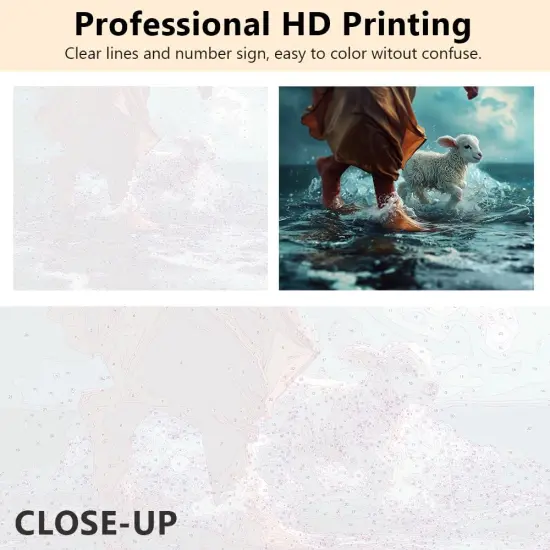 Jesus Paint by Numbers, Paint by Number Kit, Paint by Numbers for Adults, Jesus Walks with a Lamb Adult Paint by Number Kits on Canvas, DIY Painting on Canvas with Brushes, 16 x20 Inch {4}