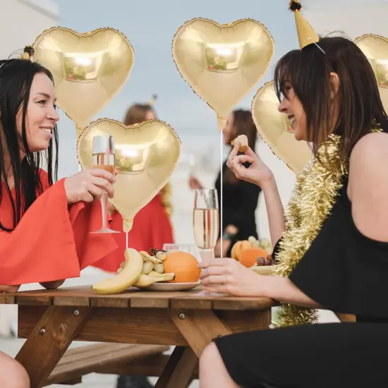 Champagne Gold Heart Balloons, 18 Inch Pastel Gold Heart Shaped Balloon, 12PCS Large Pastel Yellow Helium Foil Love Romantic Balloon for Marriage Wedding Bridal Engagement Party Anniversary Decoration {3}