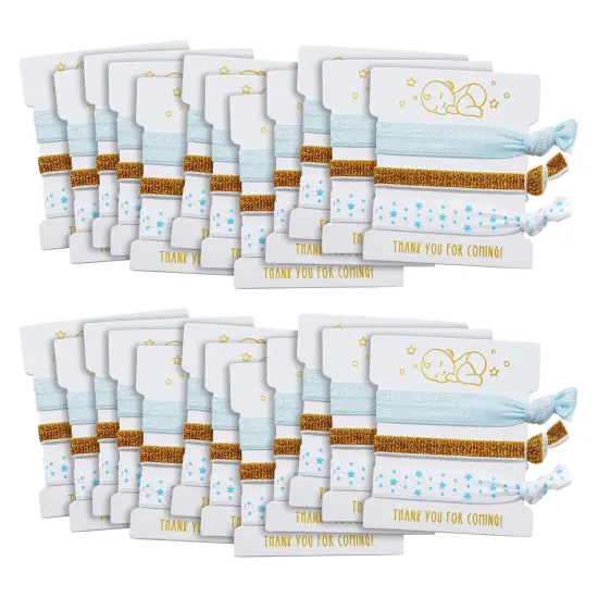 24 Pack Elastic Hair Ponytail Holder for Gender Reveal, Boys Baby Shower Party Favors for Guests (3 Styles) Multicolor {7}