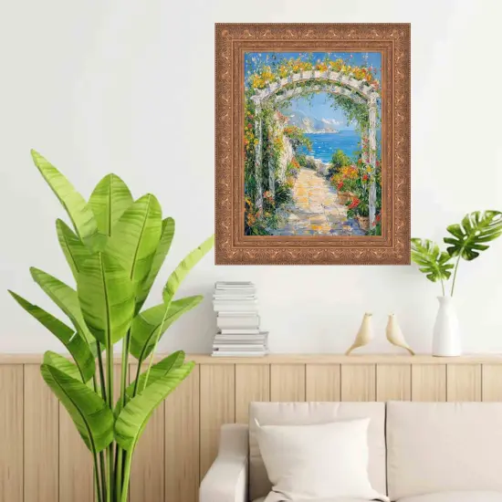 Wide Aged Gold Leaf Gothic Luxury Picture Frame 13x13 frame {5}