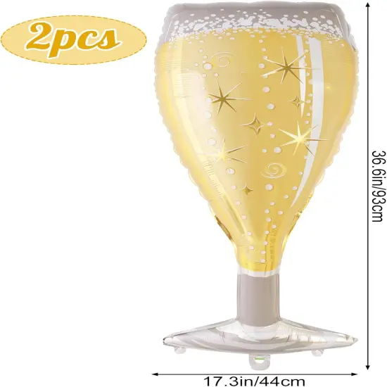 Champagne Wine Bottle Balloons, 4 Pcs Champagne Glass Foil Balloons, Large Wine Mylar Balloons for Engagement Bridal Shower Wedding Bachelorette Birthday Party Decoration {4}