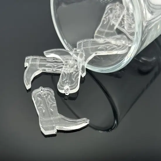 1, 4, or 20 Pieces: Clear Acrylic Cowboy Boot Charms {1}