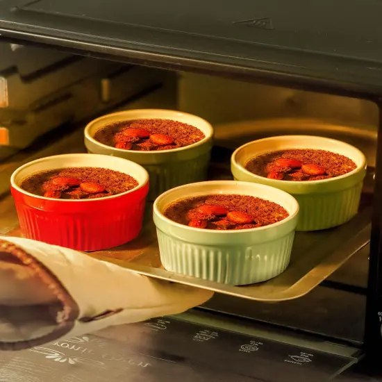 Ramekins Oven Safe, 8 oz Ramekins for Baking Souffle Ramekins Set of 6, Ceramic Dipping Sauce Cups for Pudding, Ice Cream, Custard, Dessert Bowls Porcelain, Dishwasher Safe, Multi color {1}