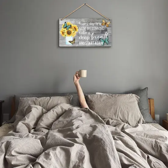 Decorations Every day is a new beginning - Dandelion Butterfly Wooden Wall Art, Motivational and Inspirational Decorations for Home,Housewarming Gift {3}