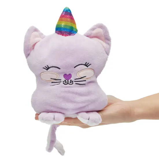 Small Reversible Caticorn Plush Toy, Lavender and White Caticorn Plushie with Rainbow Horn (6 x 12 In) Multicolor {4}