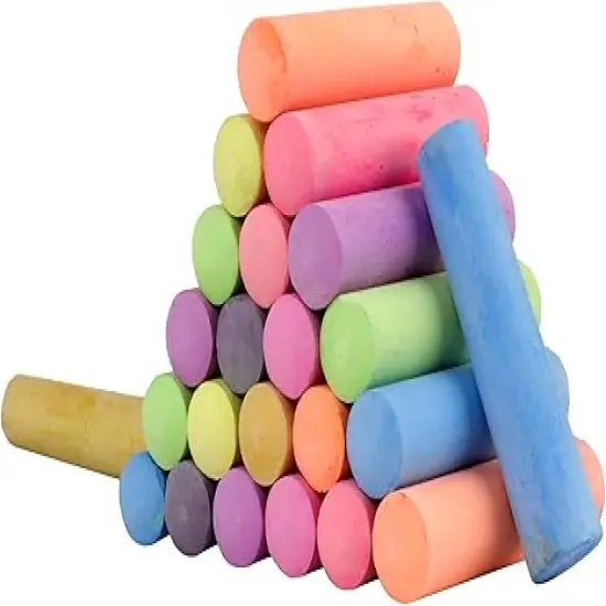 Non Toxic Sidewalk Chalk Bucket (24 Count) - Washable Colored Chalk Bulk Set for Kids and Toddlers Outdoor Games {5}