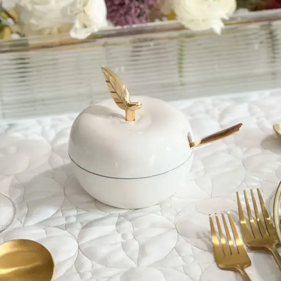 Enamel Apple Shaped Honey Dish Gold {6}