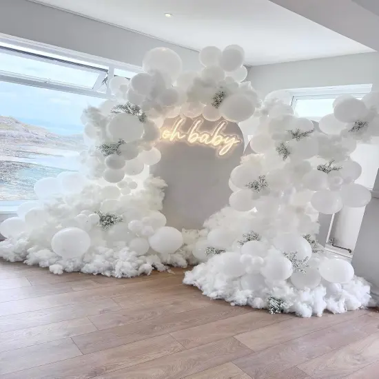 White Balloons Garland Kit, 130pcs White Balloons Different Sizes for Birthday, Baby Shower, Wedding Party Decoration {5}