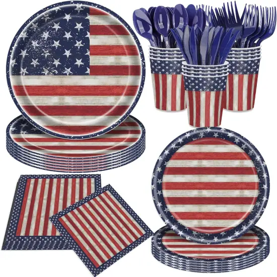 168Pcs Retro Independence Day Tableware Set {1}