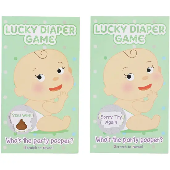 60 Pack Baby Shower Scratch Off Game Cards, Lucky Diaper Game Lottery Raffle Party Supplies for Boys or Girls, Gender Neutral {3}