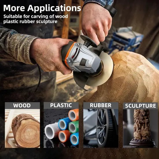 Angle Grinder Woodcarving Disc Set,Five Pcs Wood Carve Kit, 4" or 4" 1/2 with 5/8" Arbor for Angle Grinder, Wood Shaping Wheel, Stump Grinding Tools for Cutting,Grinding,Carving (5 PCS Carving Disc Set) {2}