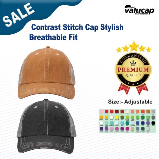 Valucap&reg; Contrast Stitch Cap Stylish Breathable Fit Olive Green/ Navy {3}
