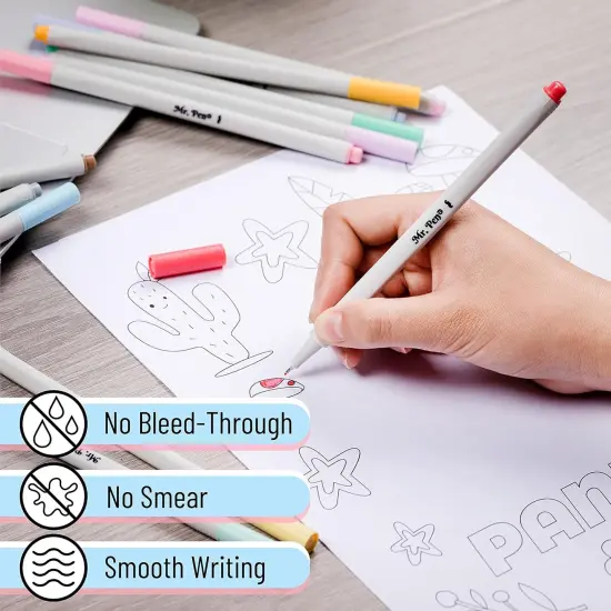 Fineliner Pastel Pens, 12 Pack, Pastel Colors, No Bleed Fine Point Pen, No Smudge Fine Tip Markers, Bible / Journal Pens, Drawing / Note Taking Pen {4}
