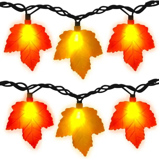 Fall Decor Maples Leaf String Lights - 8.5FT, 10 3D Maple Light (Orange) {1}