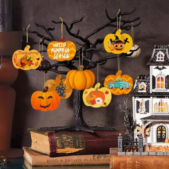 Wooden Pumpkins Ornaments to Paint Halloween Thanksgiving {2}