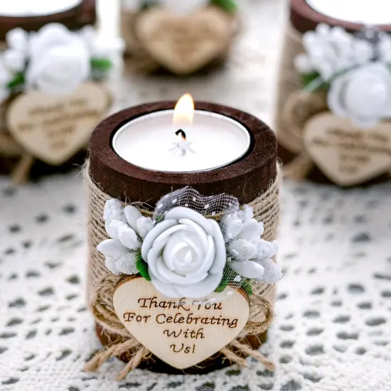 50pc Wooden Tealight Candle Holders &ndash; Wedding & Shower Favors, DIY Guest Gifts {2}