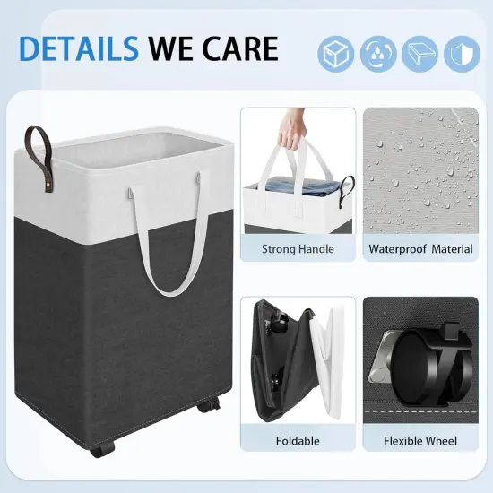 75L Rolling Laundry Hamper with Wheels, Collapsible & Waterproof Laundry Hamper, Mobile Clothes Hamper, Storage Laundry Bins with Handles for Laundry Room, Bedroom, Bathroom & Dorm {2}