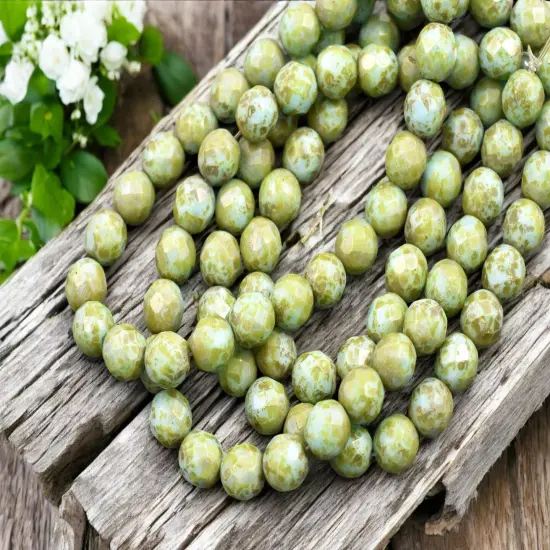 *25* 8mm Blue Turquoise Picasso Fire Polished Round Beads {2}