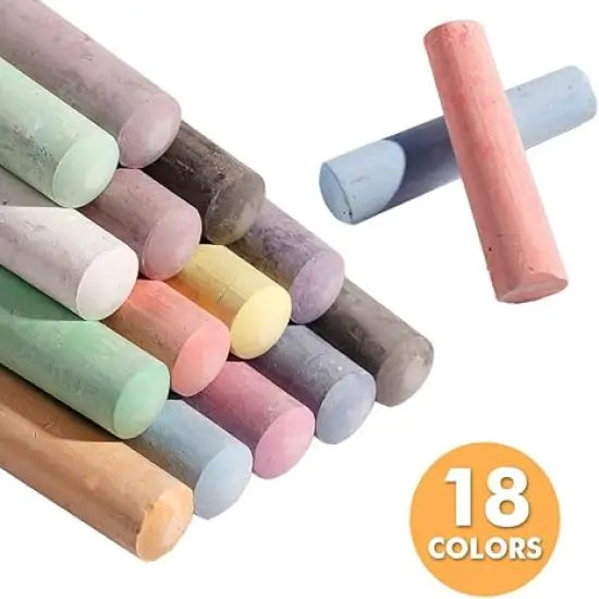Sidewalk Chalk, 144 Pack 18 Colors Sidewalk Chalk Set For Kids Jumbo Chalk Bulk, Great for Kids Family, Paint on Sidewalk School Chalkboard Blackboard Street Playground {3}