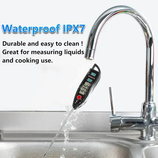 Waterproof IPX7 Thermometer for Water, Liquid, Candy Making and Cooking. Instant Read Food Thermometer (Blackk) {2}