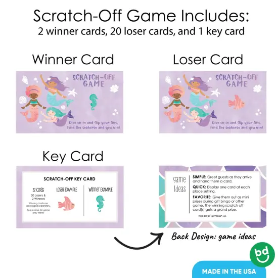 Big Dot of Happiness Mermaid Party Game Scratch Off Cards, Fun Under the Sea Party Activity for Kids, Mermaid Birthday Game for Girls' - 22 Count {5}